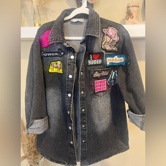 Upcycled Morgan Wallen You Proof Black Oversized Embroidered Jean Jacket NWOT - Picture 7 of 12